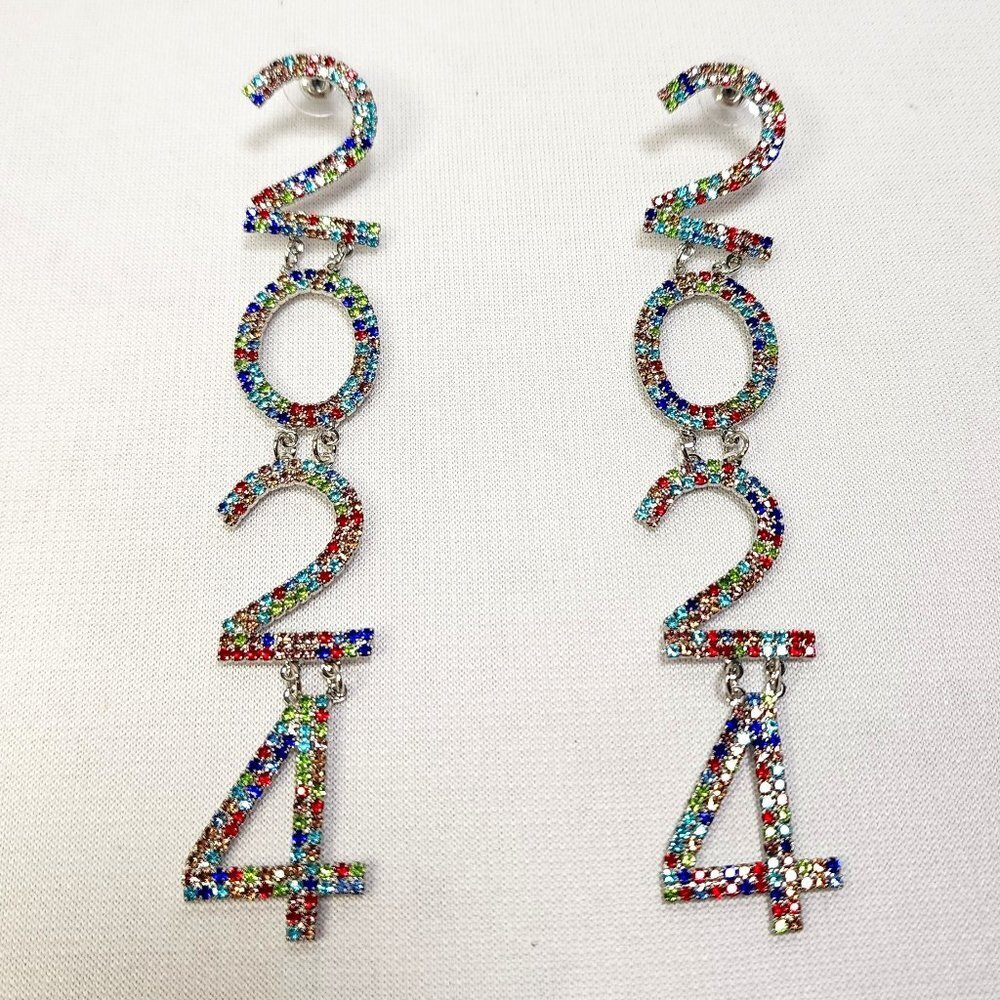 Happy New Year 2024 Dangle Party Earrings